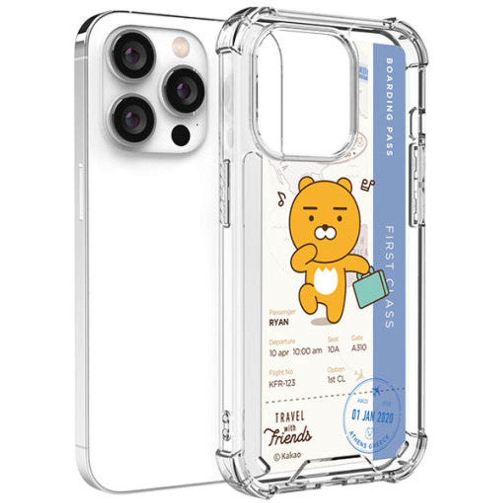 [S2B] KAKAO FRIENDS Clear AirCushion Reinforced Case – Slim, Shock-Absorbing, Wireless Charging Compatible, Camera & Button Protection for iPhone - Made in Korea